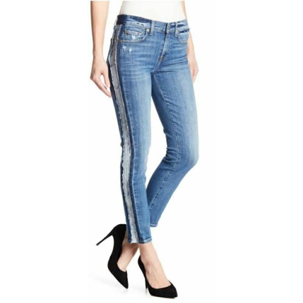 7 For All Mankind Roxane Skinny Ankle Jeans Stretch AU8335594A Size 25 Womens